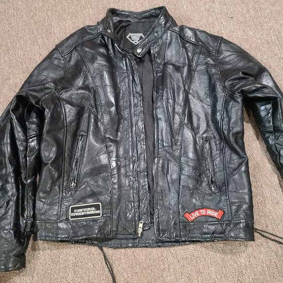 Mens Black biker real leather jacket